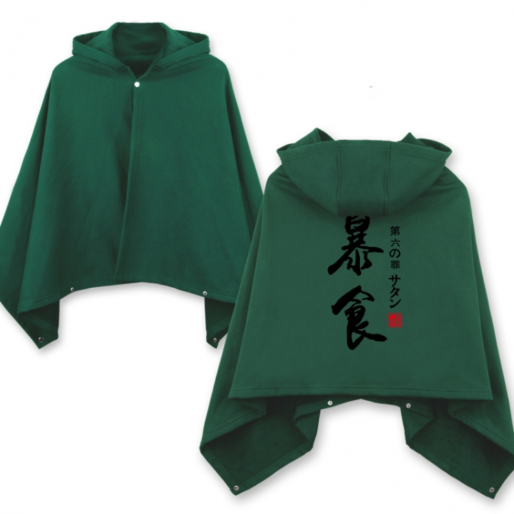 The Seven Deadly Sins Cloak Boar's Sin of Gluttony Dark green(Black word)Not down the cotton Double buckle Hooded One si