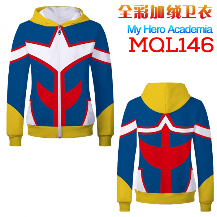 My Hero Academia Full Color Plus velvet Hooded Zipper Sweatshirt M L XL XXL XXXL MQL146