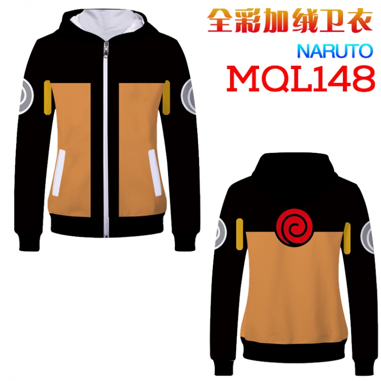 Naruto Full Color Plus velvet Hooded Zipper Sweatshirt M L XL XXL XXXL MQL148
