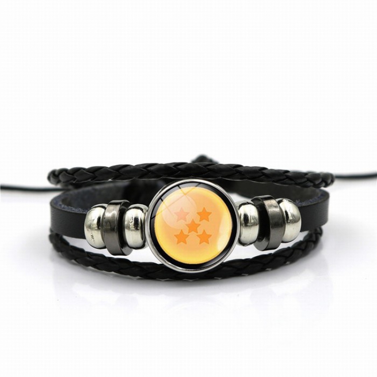 DRAGON BALL Time Gem Cabochon 5 stars Black weave Bracelet price for 3 pcs 26CM 15G