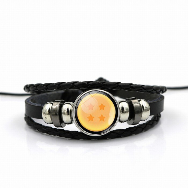 DRAGON BALL Time Gem Cabochon 4 stars Black weave Bracelet price for 3 pcs 26CM 15G