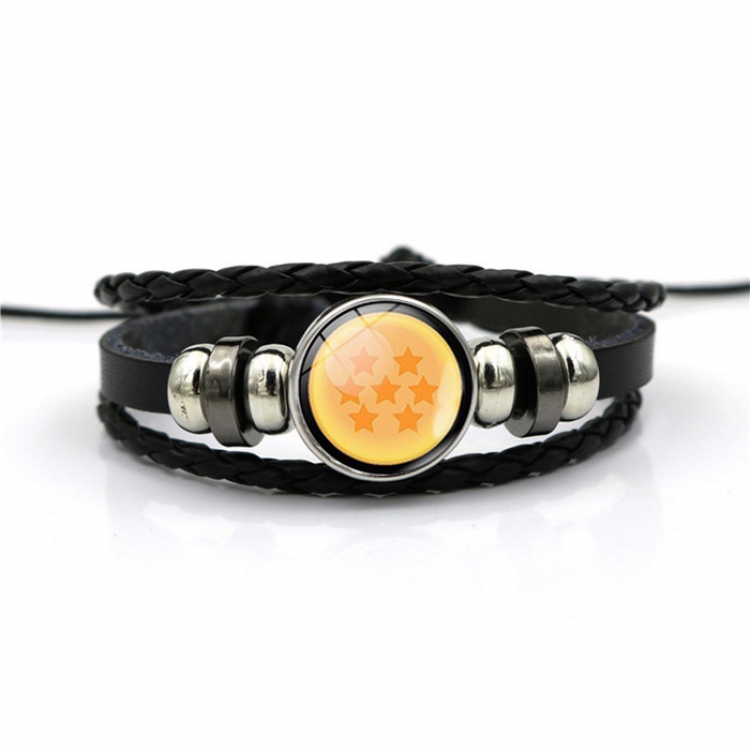 DRAGON BALL Time Gem Cabochon 7 stars Black weave Bracelet price for 3 pcs 26CM 15G