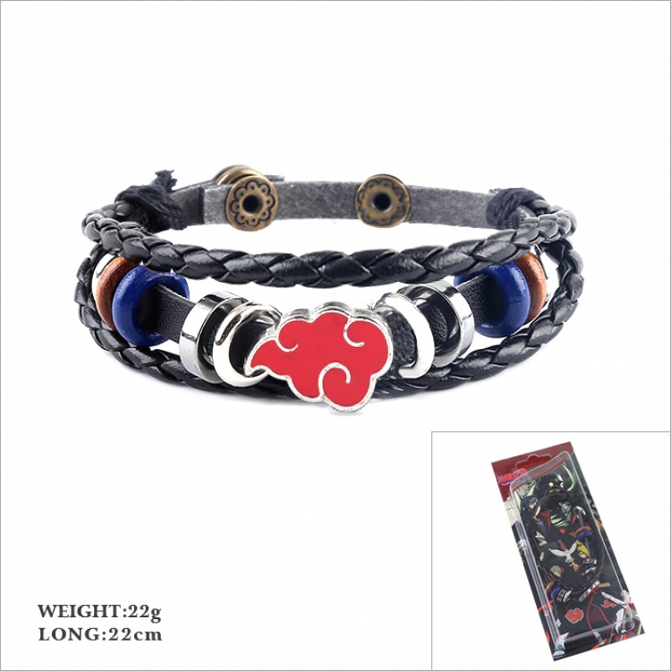 Naruto cloud Multilayer weaving Leather bracelet 22CM 22G