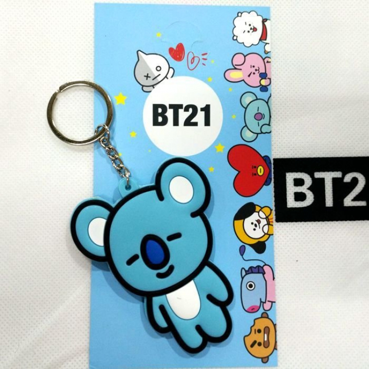 BTS BT21 Soft glue Cartoon keychain Blue 8X4CM 0.03KGS price for 5 pcs