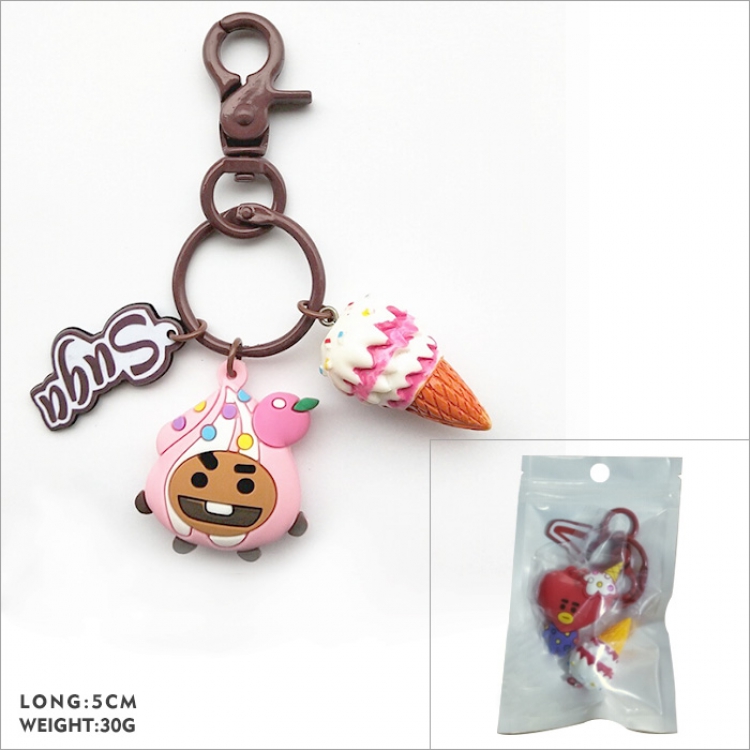 BTS Trendy wild keychain bag pendant Brown 5cm 30g pp bag price for 5 pcs