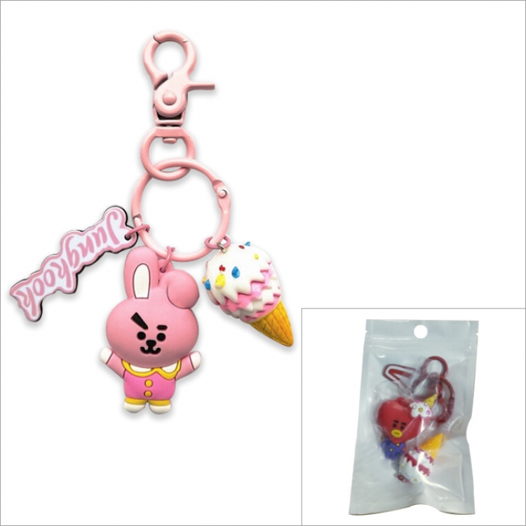 BTS Trendy wild keychain bag pendant Pink 5cm 30g pp bag price for 5 pcs