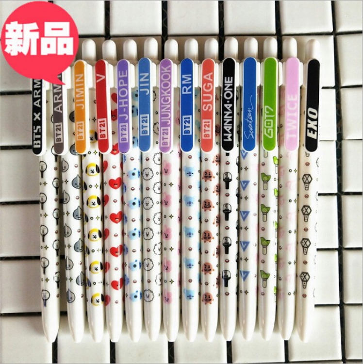 BTS BT21 Cartoon Ballpoint pen writing pen 9 models in total price for 10 pcs mixed colours