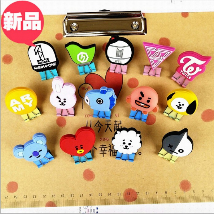 BTS BT21 Student supplies clip 9 models in total price for 10 pcs mixed colours