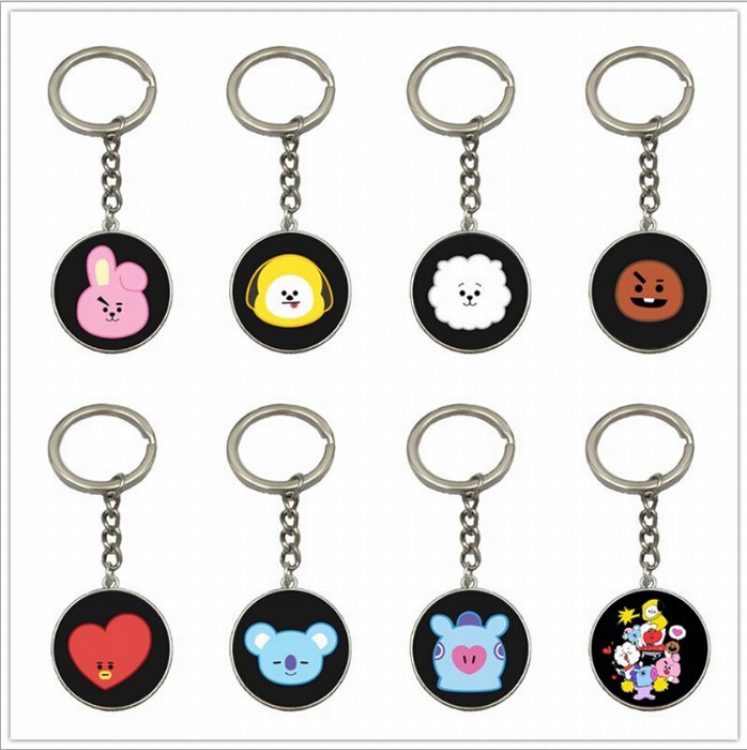 BTS BT21 Cartoon keychain 8 models in total price for 20 pcs mixed colours