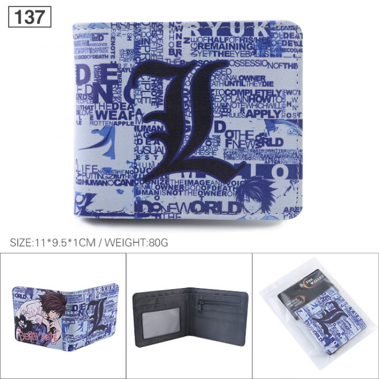Death note Full color printed short Wallet Purse 11X9.5X1CM 80G 137