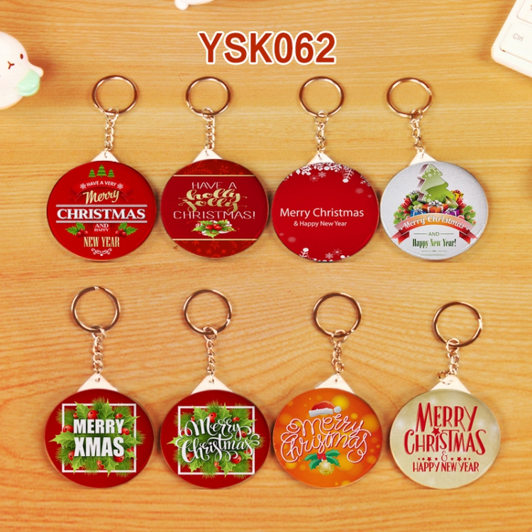 Christmas A set of eight Round mirror keychain 58MM YSK062