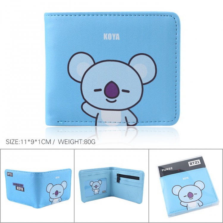 BTS BT21 Cartoon full color printed short wallet Purse 11X9X1CM 80G Style A