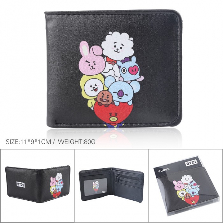 BTS BT21 Cartoon full color printed short wallet Purse 11X9X1CM 80G Style C