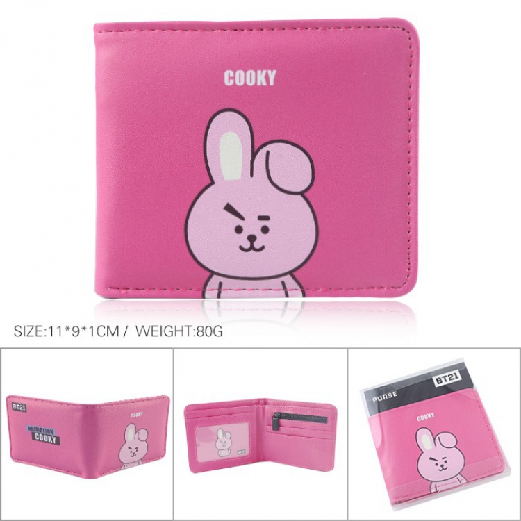 BTS BT21 Cartoon full color printed short wallet Purse 11X9X1CM 80G Style D