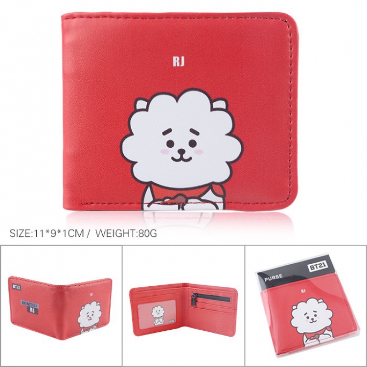 BTS BT21 Cartoon full color printed short wallet Purse 11X9X1CM 80G Style E