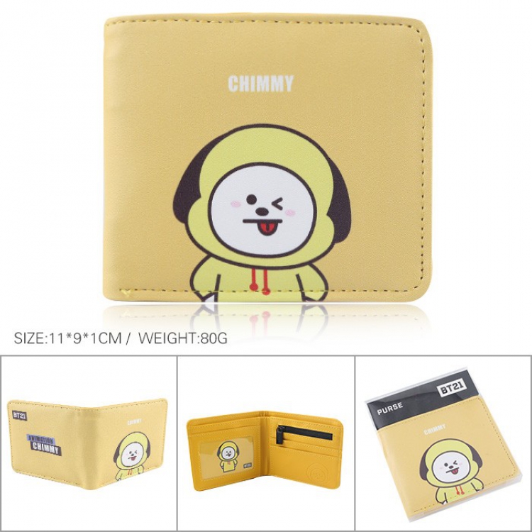 BTS BT21 Cartoon full color printed short wallet Purse 11X9X1CM 80G Style G