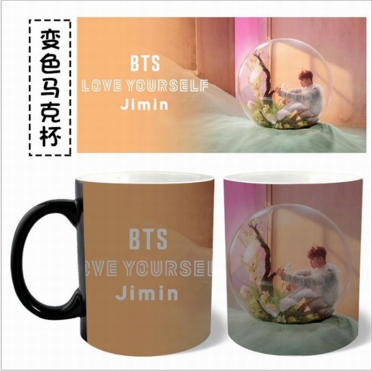 BTS Black color Ceramics Full Discoloration Mug Cup Kettle D Style