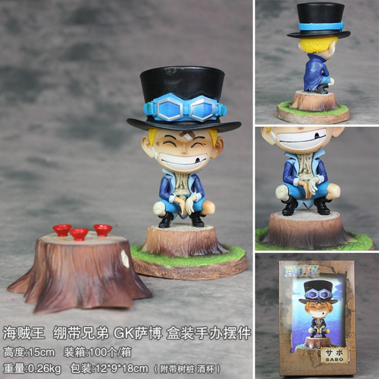 One Piece GK Sabo Boxed Figure Decoration With stumps Wine glass 15CM 0.26kgs 12X9X18CM a box of 100