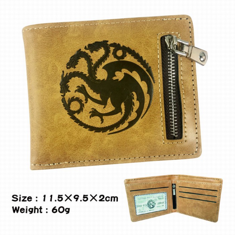 Game of Thrones Fold Zipper Short paragraph Wallet Purse 11.5X9.5X2CM 60G A style