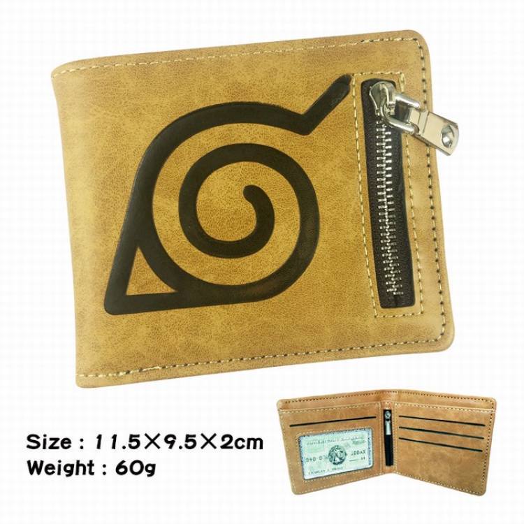 Naruto Fold Zipper Short paragraph Wallet Purse 11.5X9.5X2CM 60G A style