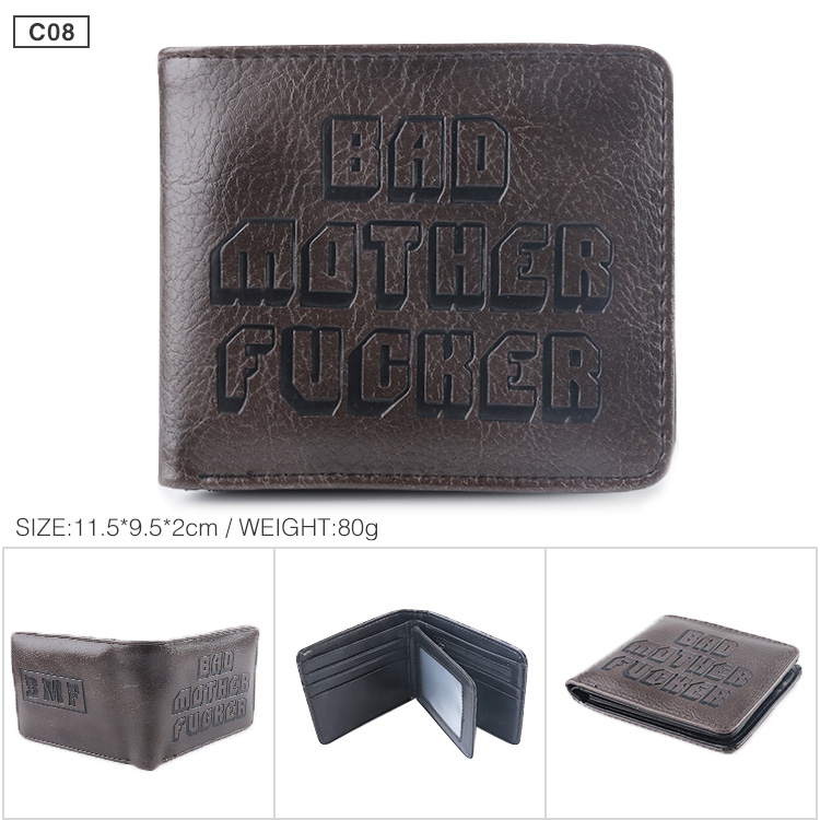 BMF Folded Embossed Short Leather Wallet Purse 11.5X9.5CM 60G