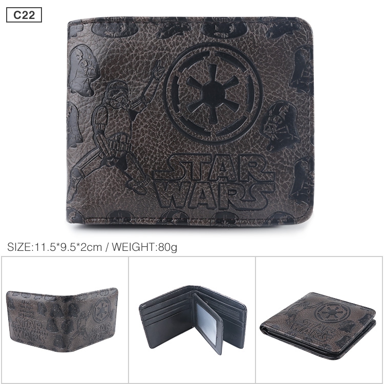 Star Wars Folded Embossed Short Leather Wallet Purse 11.5X9.5CM 60G Style A