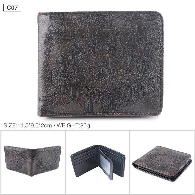 Map Folded Embossed Short Leather Wallet Purse 11.5X9.5CM 60G