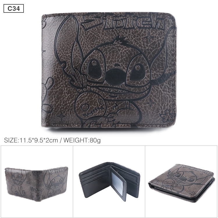 Stitch! The Movie Folded Embossed Short Leather Wallet Purse 11.5X9.5CM 60G Style A