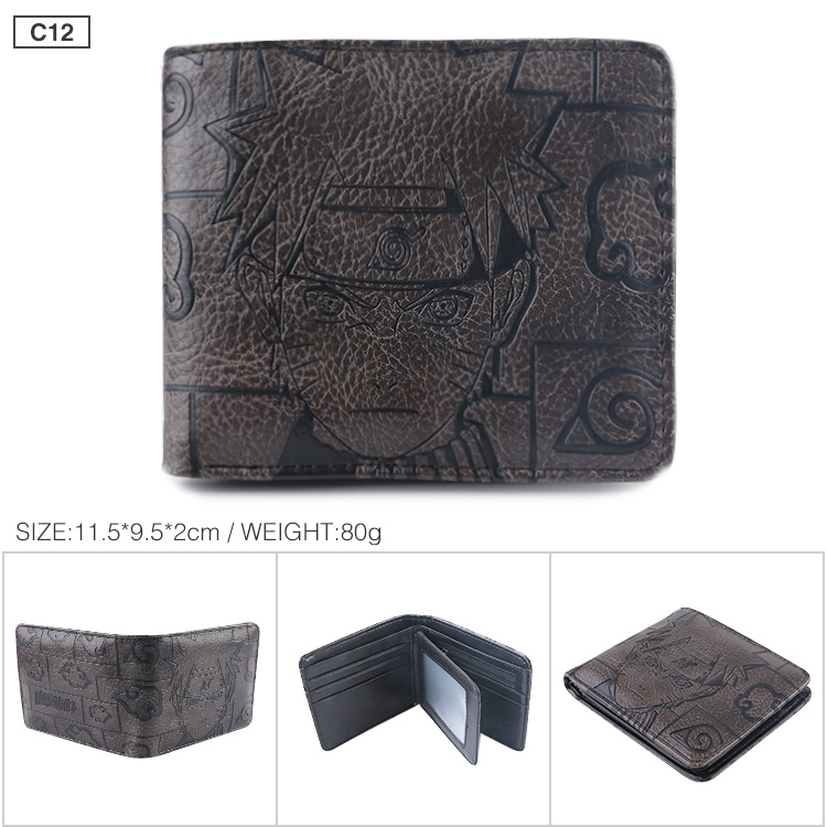 Naruto Folded Embossed Short Leather Wallet Purse 11.5X9.5CM 60G Style A