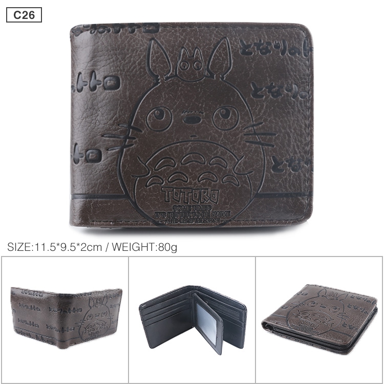 TOTORO Folded Embossed Short Leather Wallet Purse 11.5X9.5CM 60G Style A