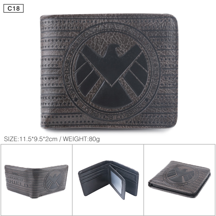 Strategic Homeland Intervention Folded Embossed Short Leather Wallet Purse 11.5X9.5CM 60G