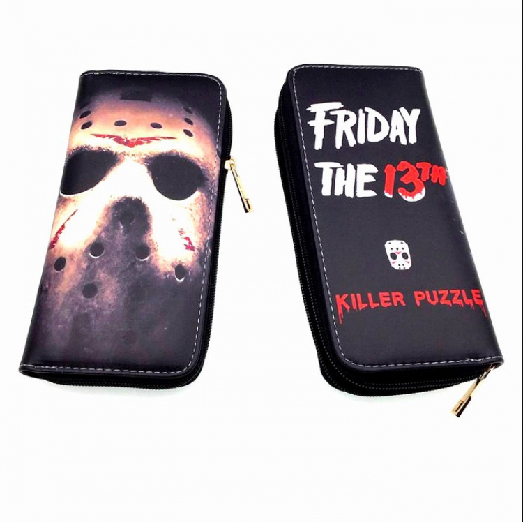 Friday the 13th PU Leather color Zipper Long Wallet Purse