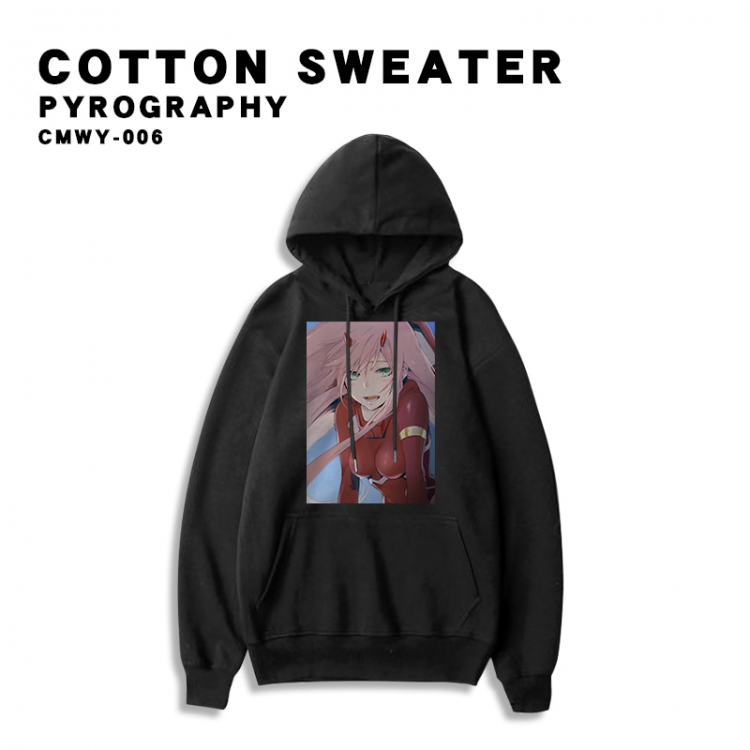 DARLING in the FRANX Black single-sided printed cotton hooded sweater S M L XL XXL XXXL Order 2 days in advance CMWY-006