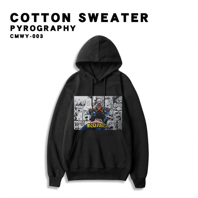 My Hero Academia Black single-sided printed cotton hooded sweater S M L XL XXL XXXL Order 2 days in advance CMWY-003
