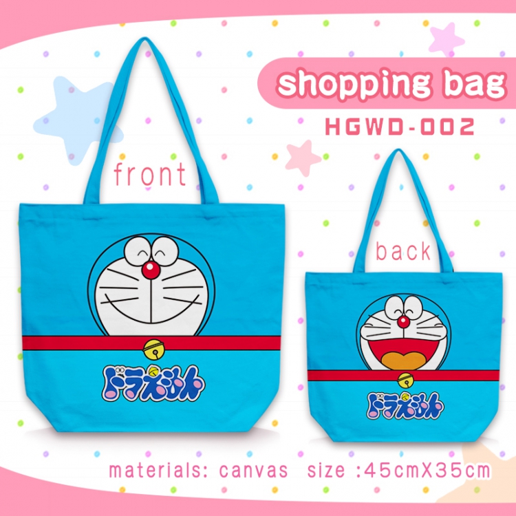 Doraemon One-shoulder canvas zipper shopping bag 45X35CM HGWD002