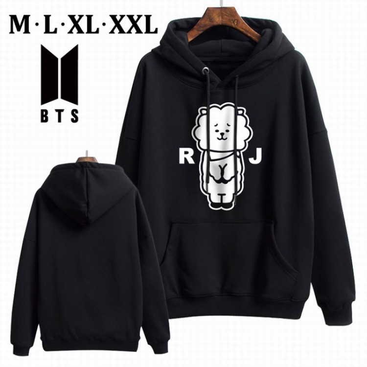 BTS BT21 Black Brinting Thick Hooded Sweater M L XL XXL Style G