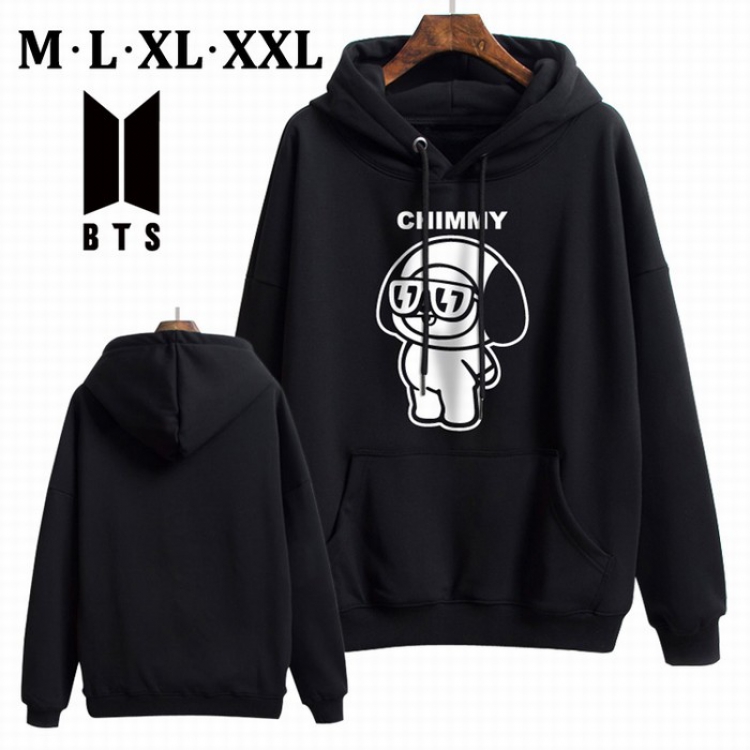 BTS BT21 Black Brinting Thick Hooded Sweater M L XL XXL Style C