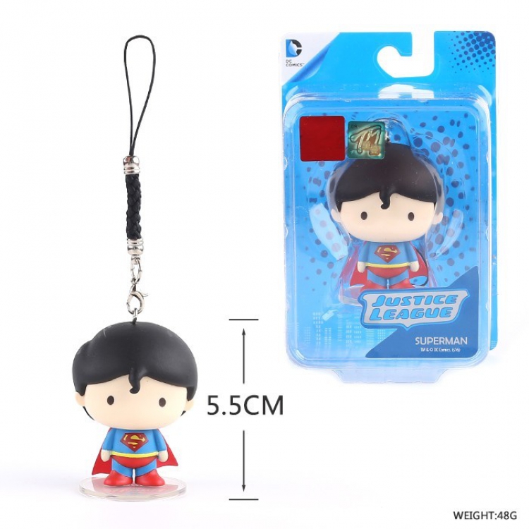 Genuine Justice League Superman Doll Keychain Pendant 5CM