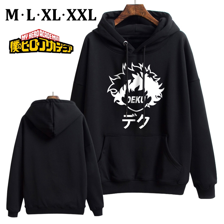My Hero Academia Black Brinting Thick Hooded Sweater M L XL XXL Style B