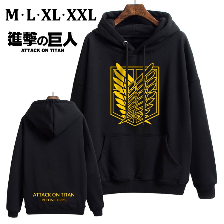 Shingeki no Kyojin Black Brinting Thick Hooded Sweater M L XL XXL Style A