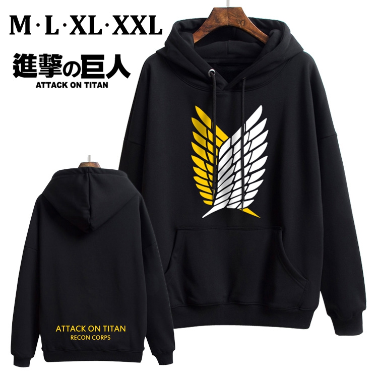 Shingeki no Kyojin Black Brinting Thick Hooded Sweater M L XL XXL Style B
