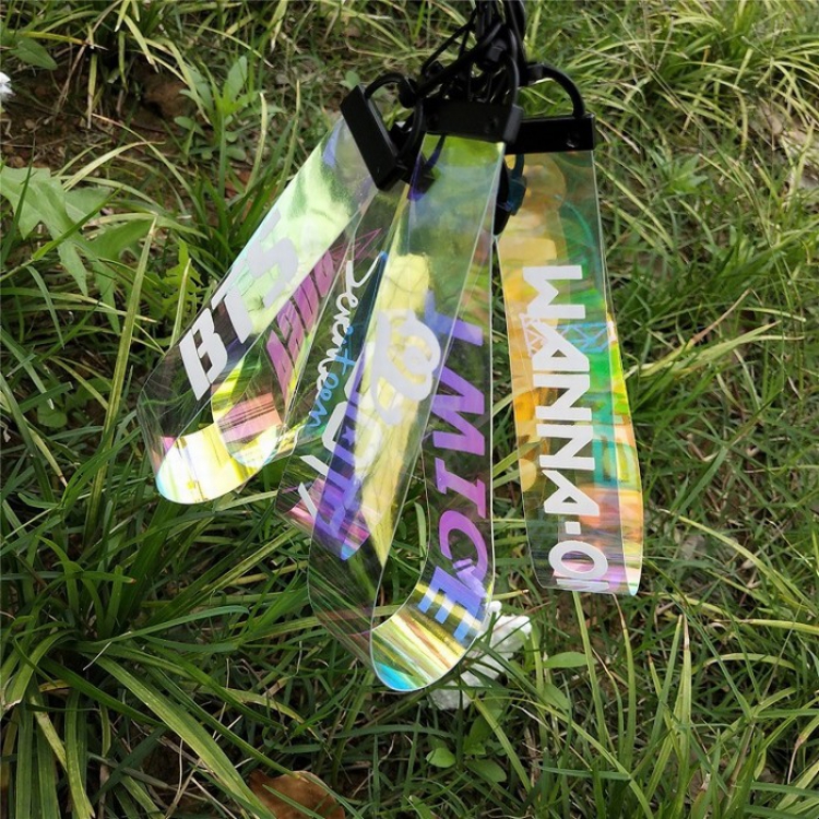 BTS GOT Laser name strip mobile phone key lanyard pendant 18cm PP bag 0.017g 14 models price for 20 pcs Color mixing