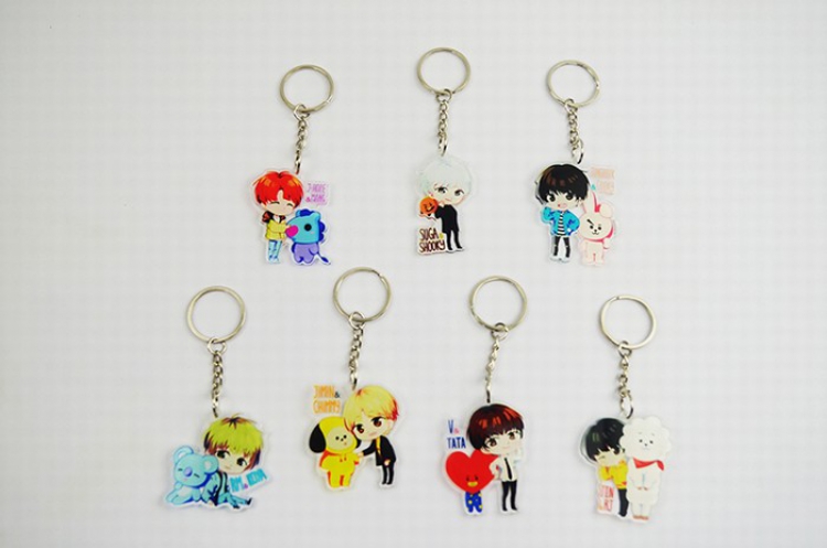 BTS BT21 7 models in total Cartoon doll keychain pendant price for 10 pcs Color mixing