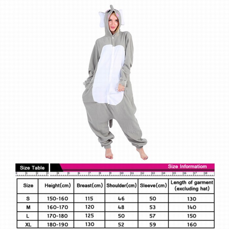 Animal 3D Cartoon Grey elephant One-piece Pajamas S M L XL preorder 3 days price for 3 pcs