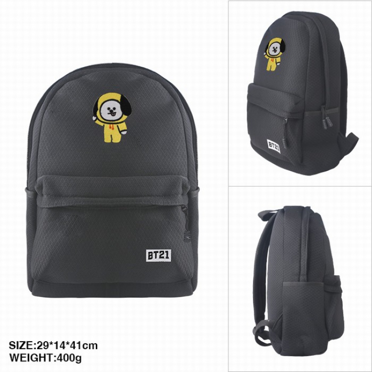 BTS BT21 puppy Mesh black zipper backpack backpack 29X14X41CM 400G