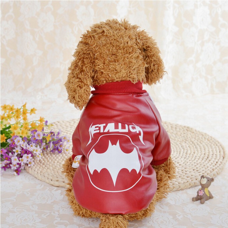 Animal pet supplies Puppy teddy Leather jacket red XS S M L XL price for 2 pcs