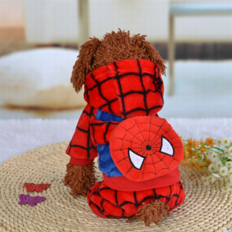 Animal pet supplies Puppy teddy vest Flannel four-corner Spiderman clothes  XS S M L XL price for 2 pcs