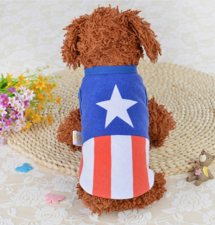 Animal pet supplies Puppy teddy vest Flannel vest Star stripes XS S M L XL price for 2 pcs