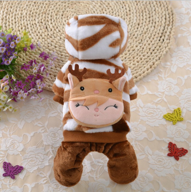 Animal pet supplies Puppy teddy vest Flannel four-corner elk clothes  XS S M L XL price for 2 pcs