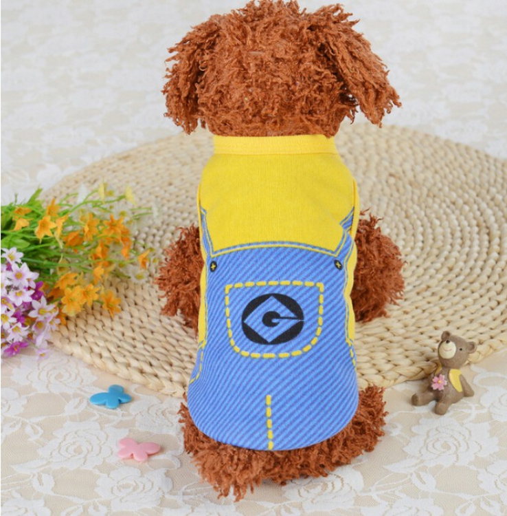 Animal pet supplies Puppy teddy vest Flannel vest Minions XS S M L XL price for 2 pcs